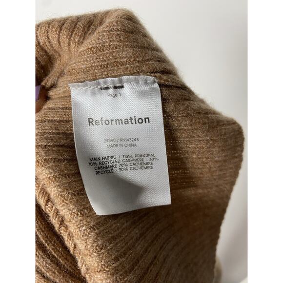 Reformation Luisa Cropped 100% Cashmere Sweater in Camel Women's XS Turtleneck - Picture 5 of 6